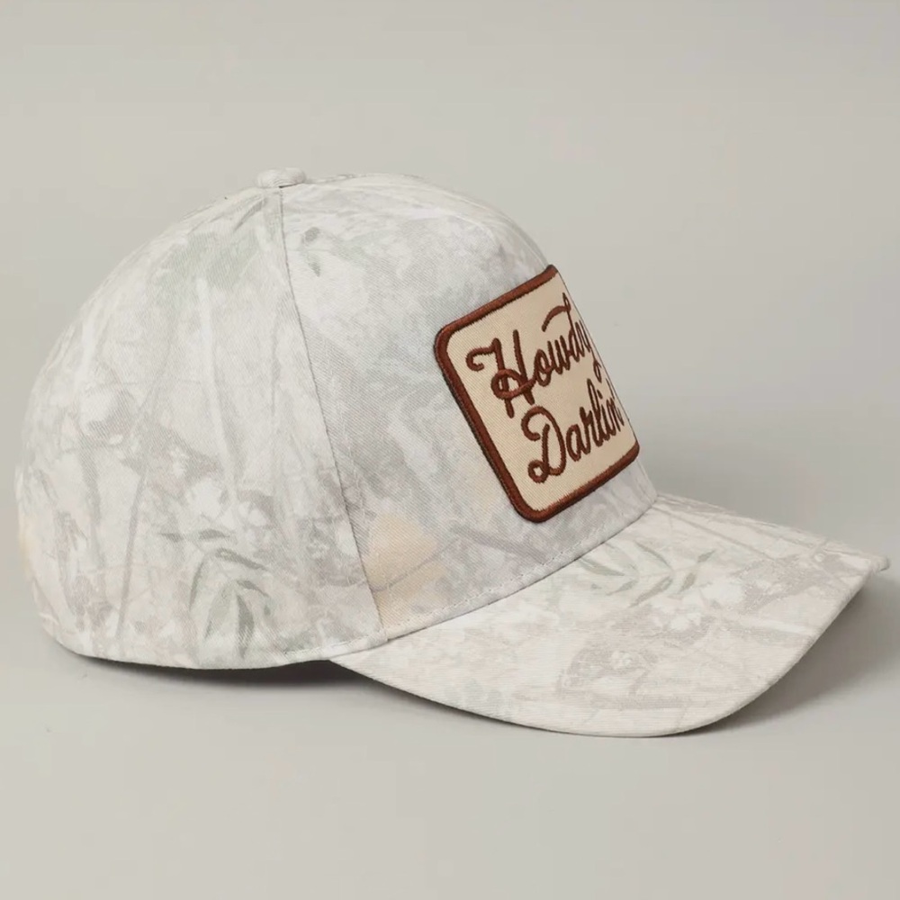 Howdy Darlin' Embroidered Patch Baseball Cap - Cream - Picture 3 of 5